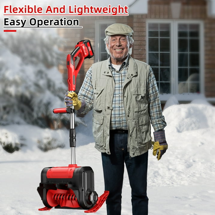 Cordless Electric Snow Thrower , 20V 12 inch Battery Powered Snow Blower with Adjustable Auxiliary Handle