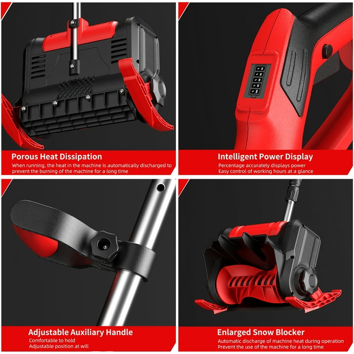Cordless Electric Snow Thrower , 20V 12 inch Battery Powered Snow Blower with Adjustable Auxiliary Handle