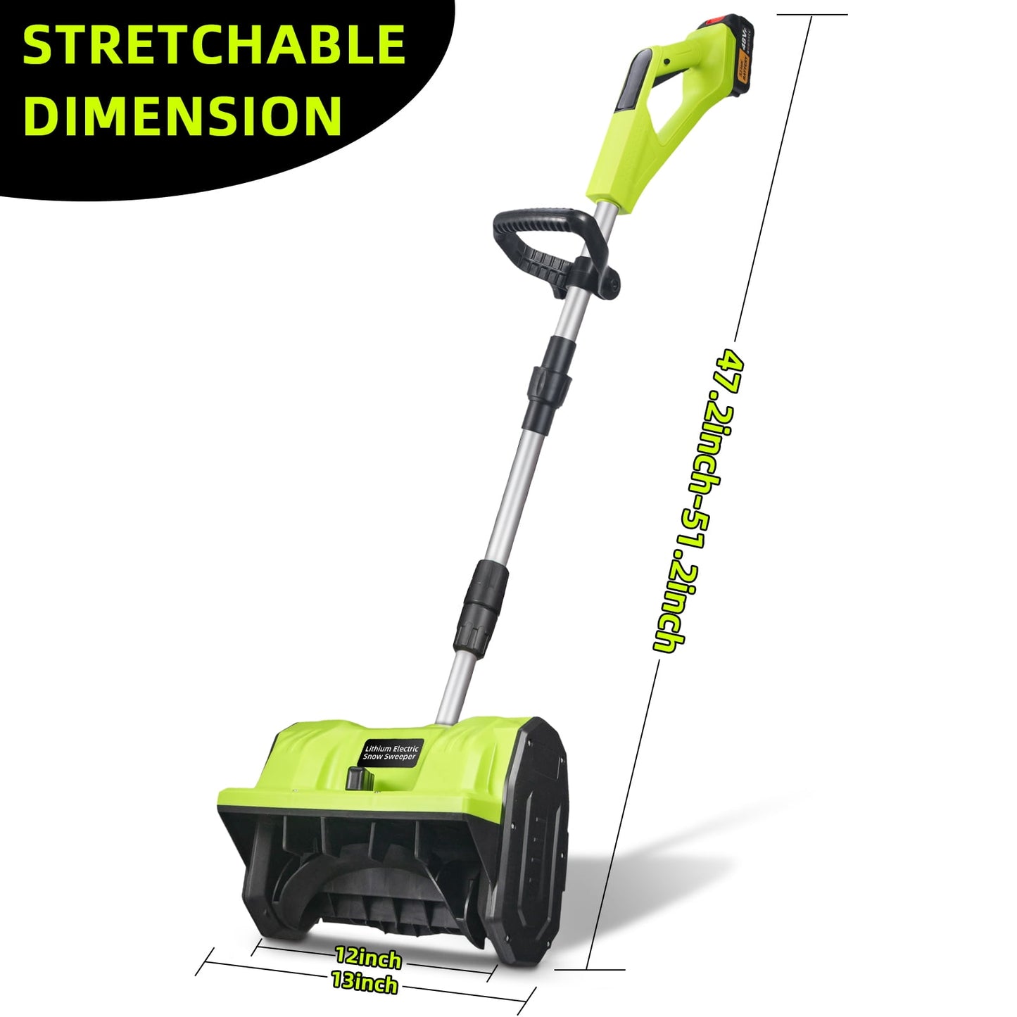Electric Snow Blower, 12" Cordless Snow Thrower Battery-Powered Adjustable Handle 20V Snow Shovel
