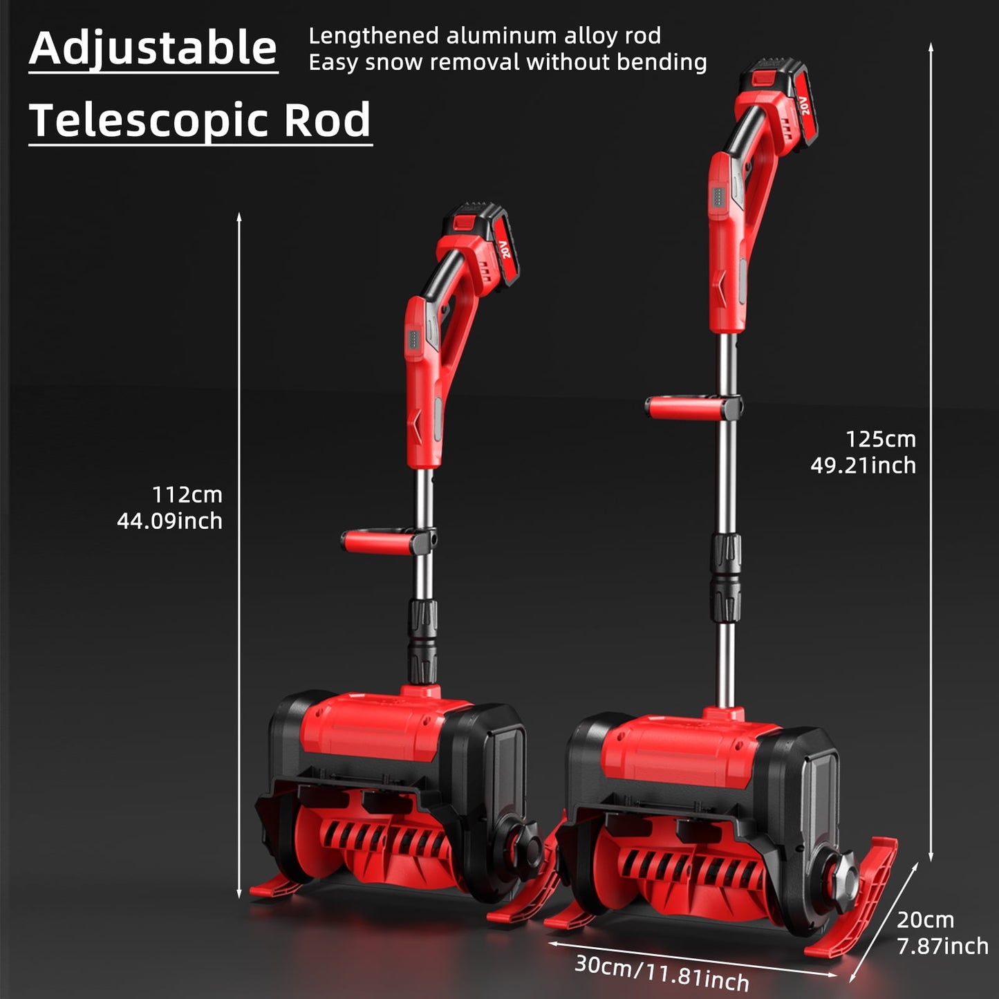 Cordless Electric Snow Thrower , 20V 12 inch Battery Powered Snow Blower with Adjustable Auxiliary Handle
