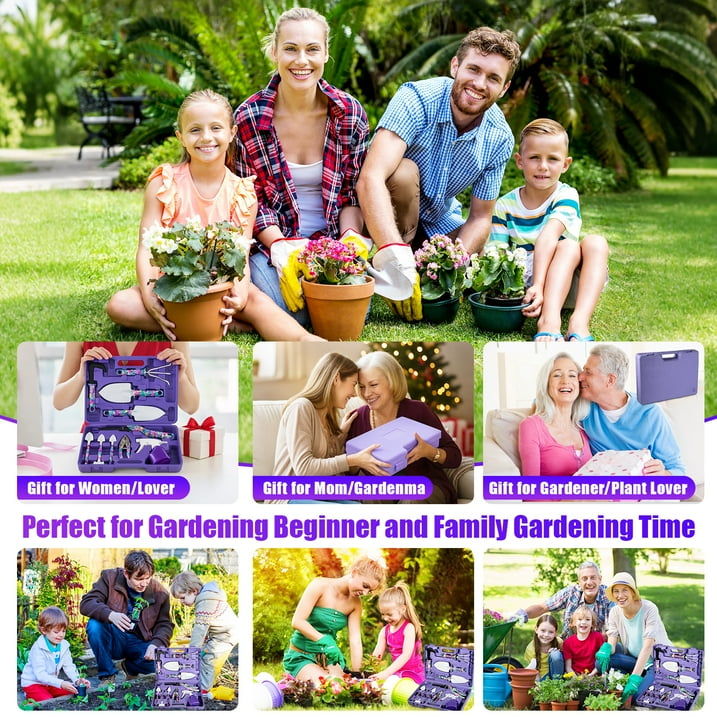Garden Tools Set, 10 Piece Heavy Duty Gardening Tool Set for Digging Planting Pruning Gardening Kit for Women Men
