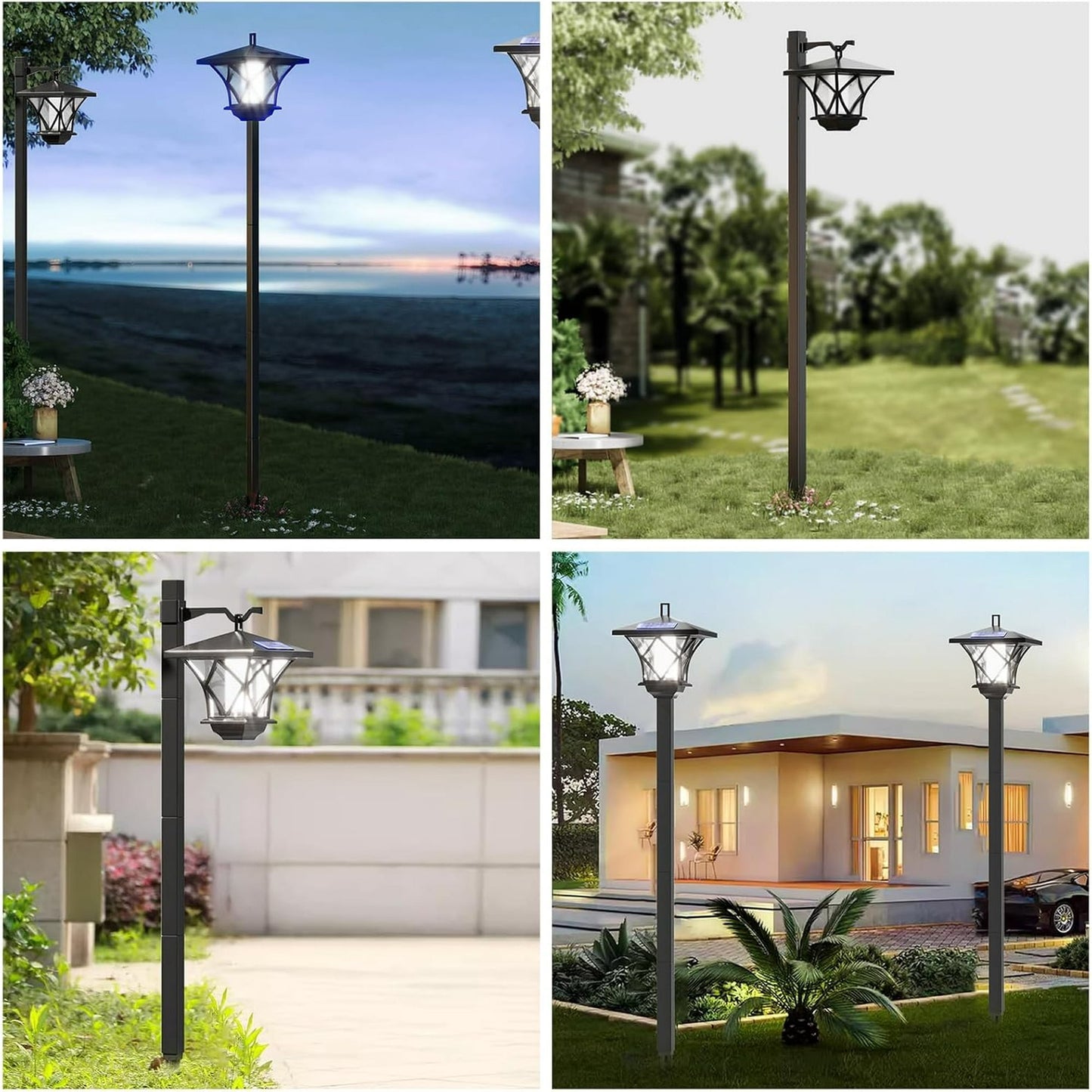 59-Inch Classic Black Aluminum Outdoor Solar Lamp Post-1pc