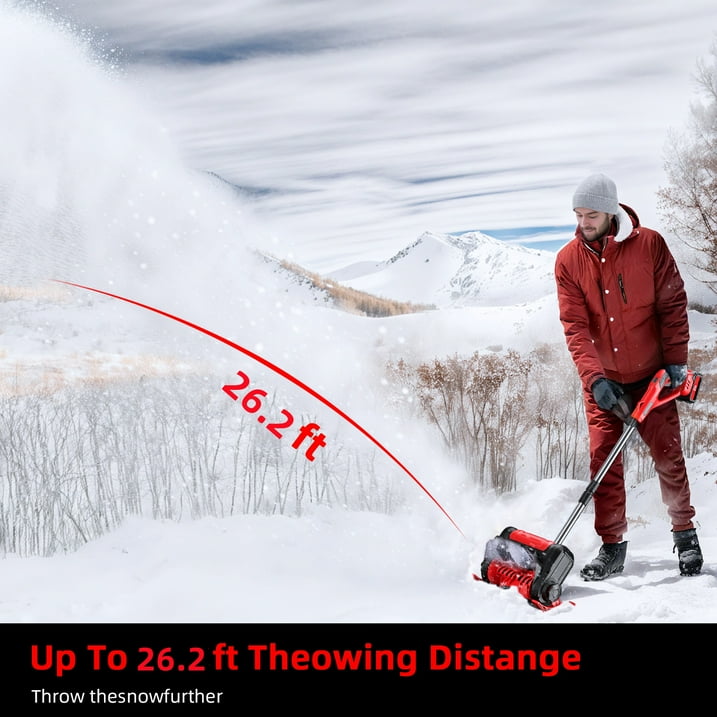 Cordless Electric Snow Thrower , 20V 12 inch Battery Powered Snow Blower with Adjustable Auxiliary Handle