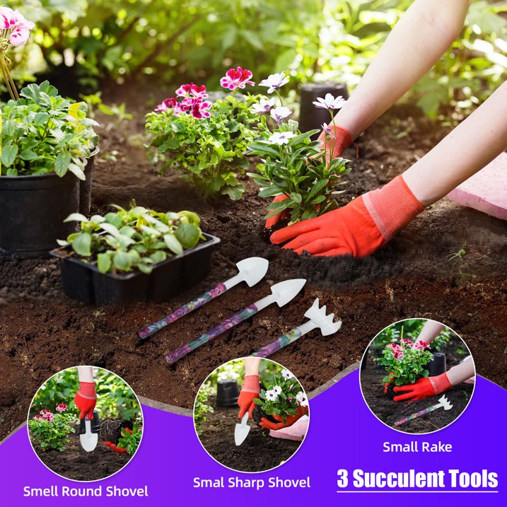 Garden Tools Set, 10 Piece Heavy Duty Gardening Tool Set for Digging Planting Pruning Gardening Kit for Women Men