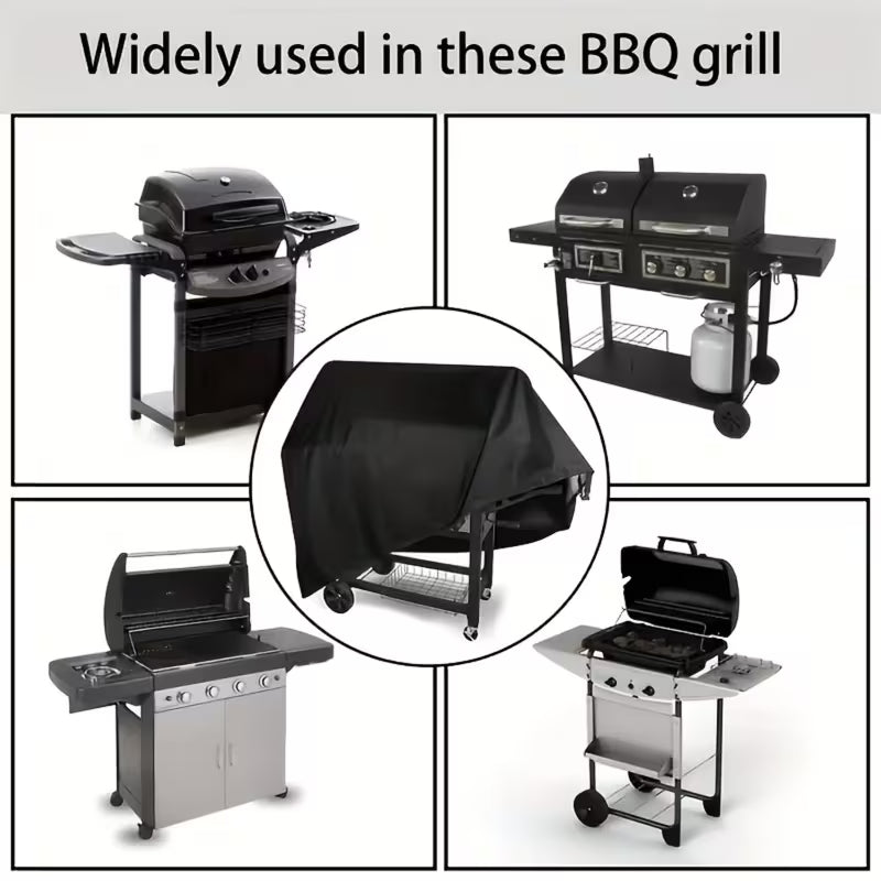 BBQ Grill Cover, 75 Inch Heavy Duty Waterproof Outdoor Barbecue Grill Protector, Weather Resistant 500D Polyester with Windproof Drawstring, Black