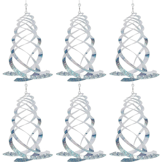 Bird Repellent Spiral Reflectors, 6 Pack Silver Mylar Spinner, Hanging Reflective Bird Deterrent Device, Garden Decorative Scare Birds Away, Like Woodpeckers, Pigeons and Geese