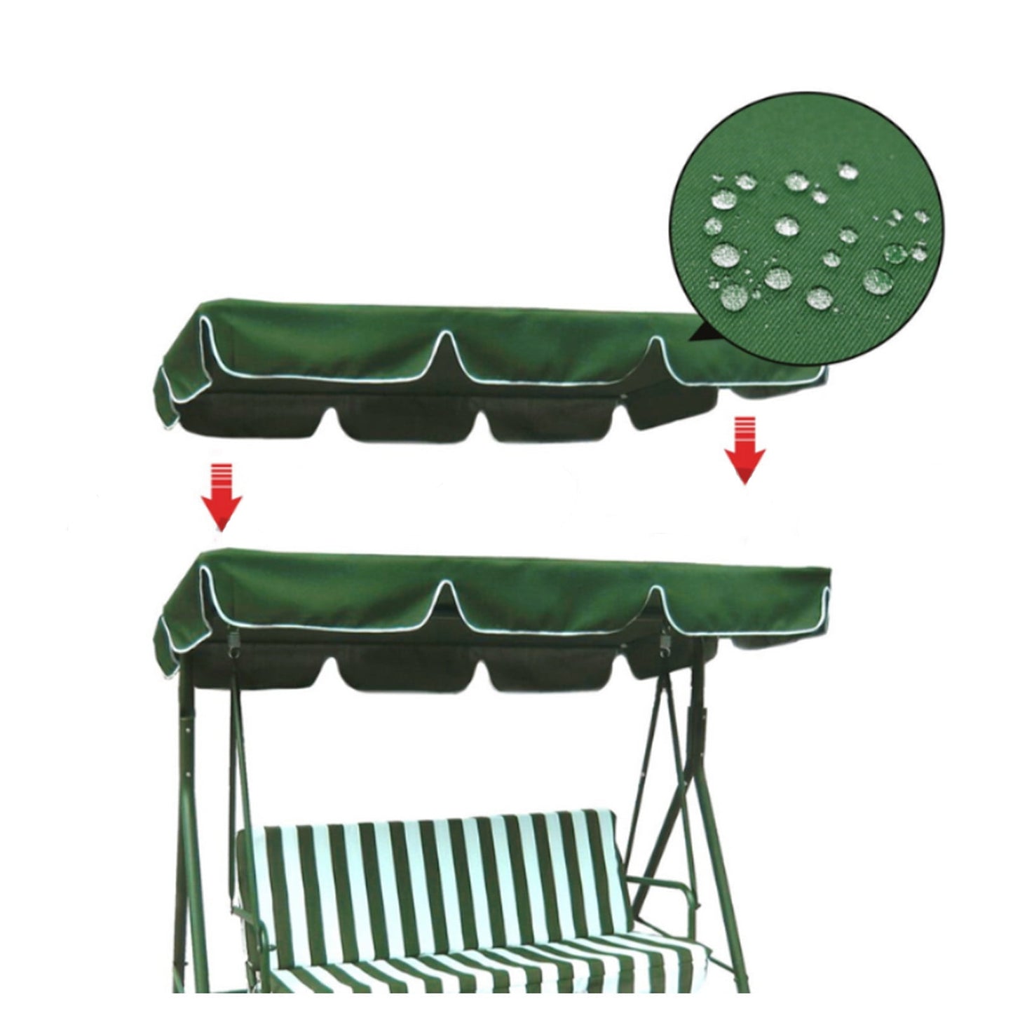 Swing Chair Canopy Replacement, Outdoor 3 Seater Porch Swing Seat Canopy Cover Waterproof Windproof Anti-UV Garden Hammock Top Cover Garden Furniture Covers
