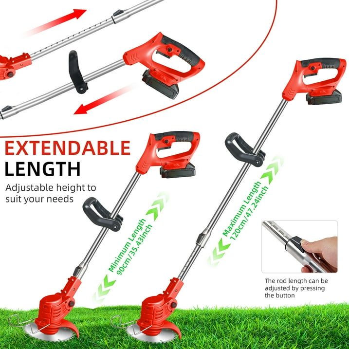 Weed Eaters, 21V 600W Electric Weed Wacker Cordless String Trimmer with Wheels Weed Eater Grass Trimmer/Edger for Lawn Yard Garden