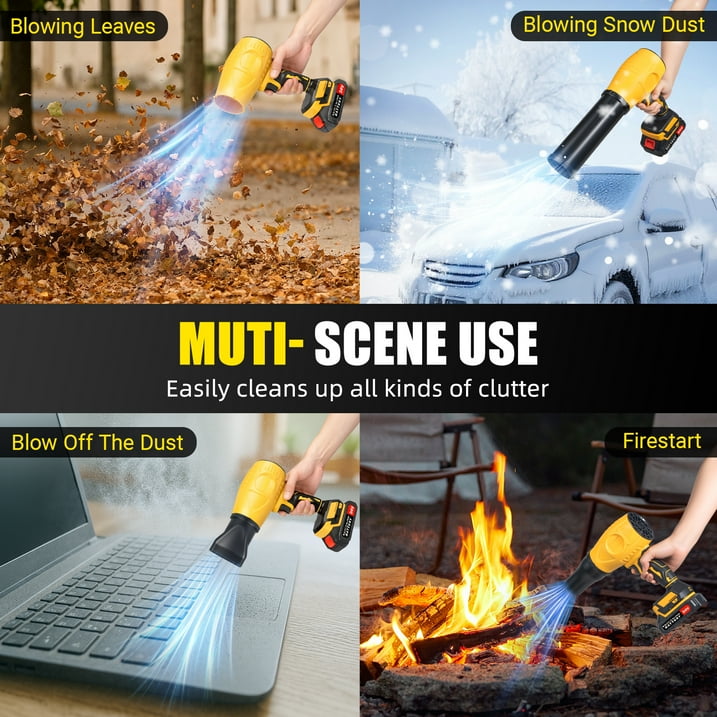 Electric Leaf Blower, 21V Cordless with Extended Nozzle Lightweight Handheld Turbo Jet Blower for Patio Cleaning Lawn Care Blowing Leaves and Dust