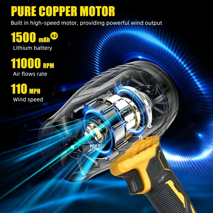Electric Leaf Blower, 21V Cordless with Extended Nozzle Lightweight Handheld Turbo Jet Blower for Patio Cleaning Lawn Care Blowing Leaves and Dust