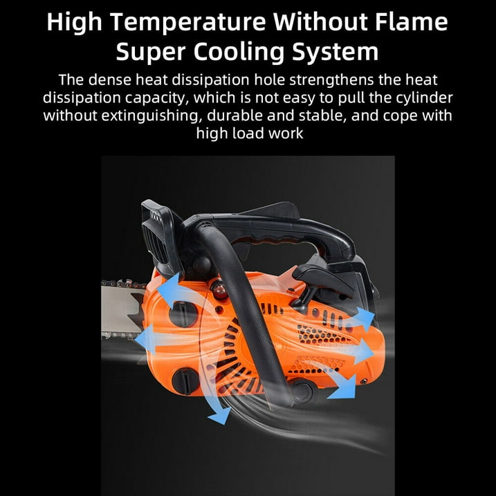 Gas Chainsaw, 25.4cc Gasoline Engine Anti-Vibration Handle 12'' Bar Chain Orange
