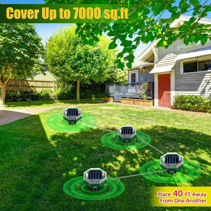Solar Mole Repellent,8 Pack Outdoor Gopher Repellent Ultrasonic Mole Repellent Stakes Waterproof Sonic Mole Spikes for Garden Yard Home Use,Get Rid of Moles Groundhog Snake Repellent