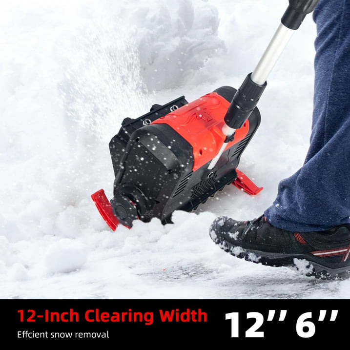 Cordless Electric Snow Thrower , 20V 12 inch Battery Powered Snow Blower with Adjustable Auxiliary Handle