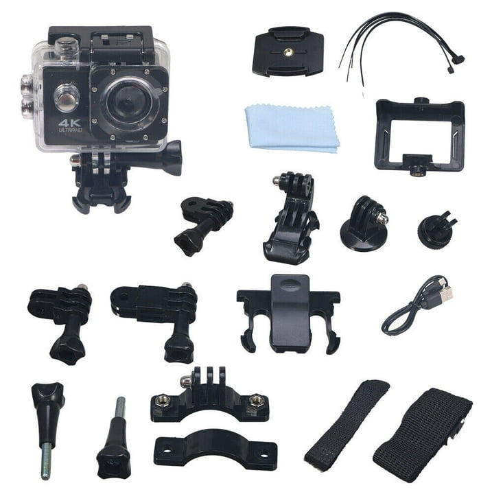 Paddsun Waterproof 4K 4x 16mp Action Camera Bundle with Accessory, Black