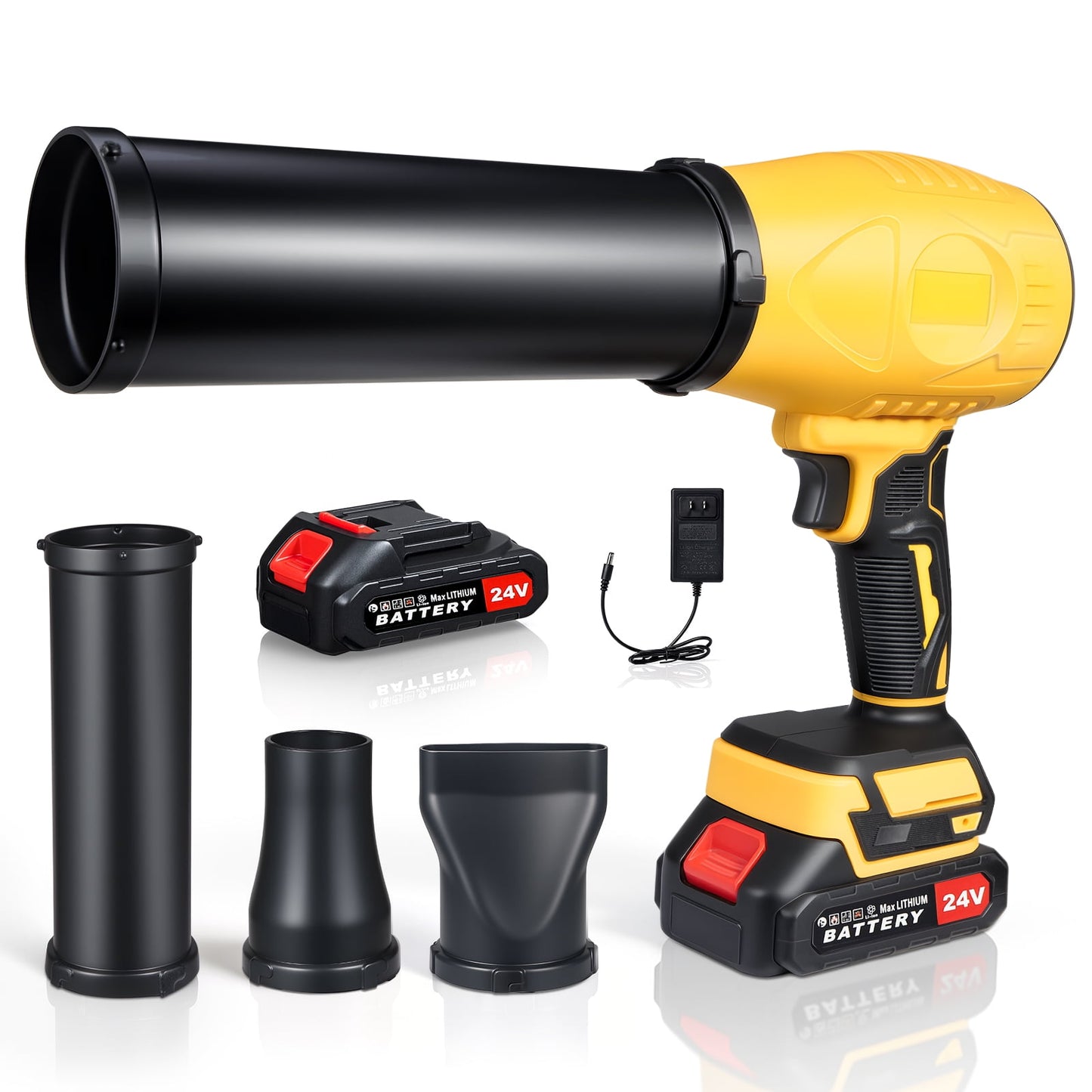 Electric Leaf Blower, 21V Cordless with Extended Nozzle Lightweight Handheld Turbo Jet Blower for Patio Cleaning Lawn Care Blowing Leaves and Dust