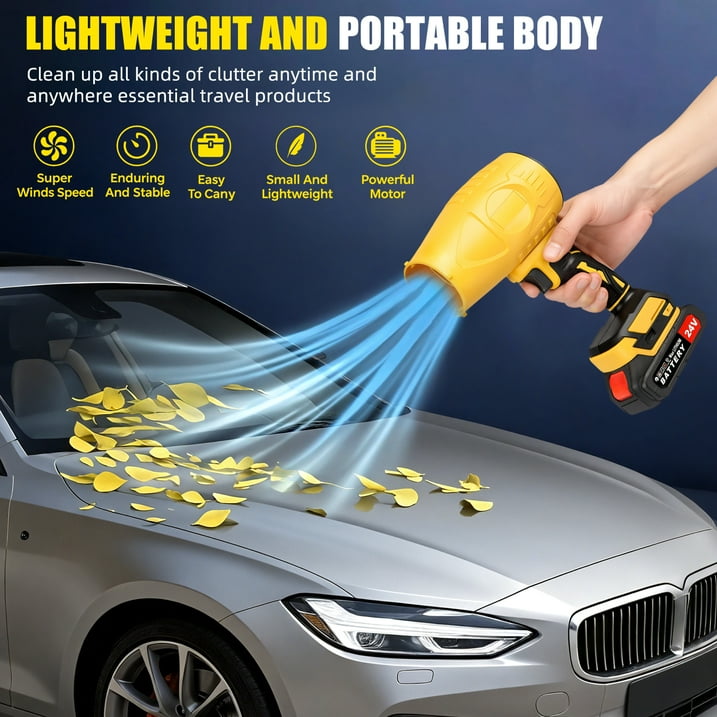 Electric Leaf Blower, 21V Cordless with Extended Nozzle Lightweight Handheld Turbo Jet Blower for Patio Cleaning Lawn Care Blowing Leaves and Dust