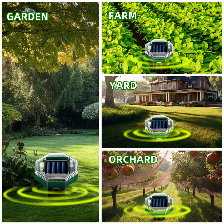 Solar Mole Repellent,8 Pack Outdoor Gopher Repellent Ultrasonic Mole Repellent Stakes Waterproof Sonic Mole Spikes for Garden Yard Home Use,Get Rid of Moles Groundhog Snake Repellent