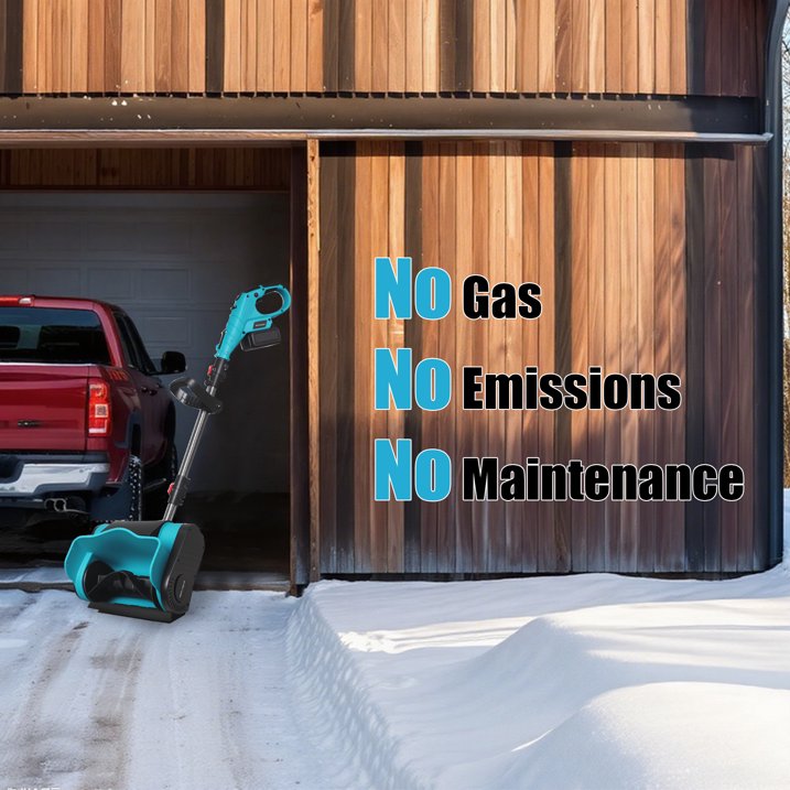 Cordless Electric Snow Shovel, 20V 12-Inch with Auxiliary Wheel Snow Thrower Adjustable Auxiliary Handle Battery Powered Snow Blower