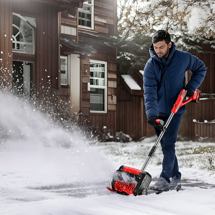 Cordless Electric Snow Thrower , 20V 12 inch Battery Powered Snow Blower with Adjustable Auxiliary Handle