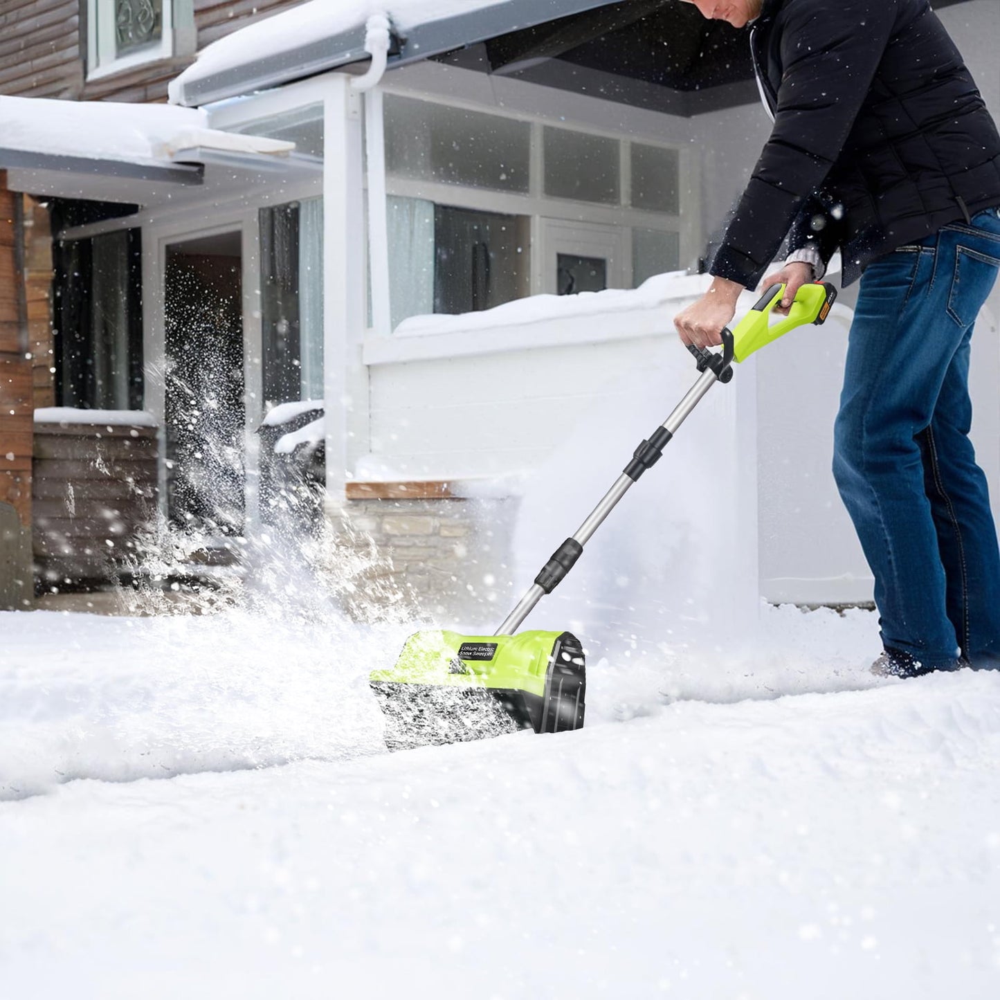 Electric Snow Blower, 12" Cordless Snow Thrower Battery-Powered Adjustable Handle 20V Snow Shovel