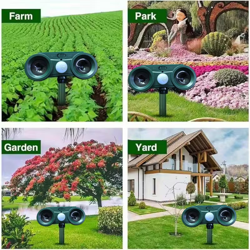 Solar Ultrasonic Animal Repellent, Outdoor Cat Deterrent Deer Repellent Devices Waterproof with Motion Sensor Repels Squirrel,Dog,Raccoon,Skunk,Rabbit Yard Garden