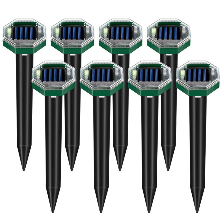 Solar Mole Repellent,8 Pack Outdoor Gopher Repellent Ultrasonic Mole Repellent Stakes Waterproof Sonic Mole Spikes for Garden Yard Home Use,Get Rid of Moles Groundhog Snake Repellent