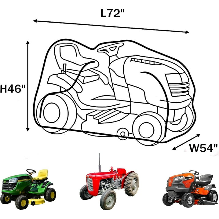 Riding Lawn Mower Cover, Tractor Cover Waterproof Up to 54'' Decks Riding Lawn Tractor Cover Polyester Oxford