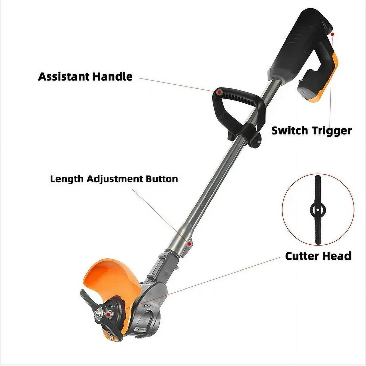 Weed Wacker Grass Trimmer, 24V Cordless Weedeater Lightweight Electric Brush Cutter with 2 Batteries and Charger