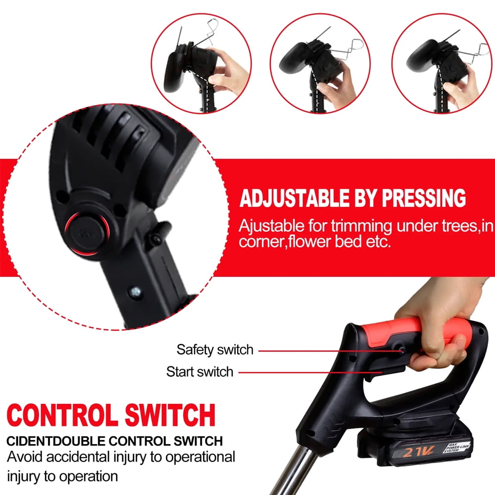 Cordless Weed Wacker, 21V Lawn Mower with 2000mAh Battery
