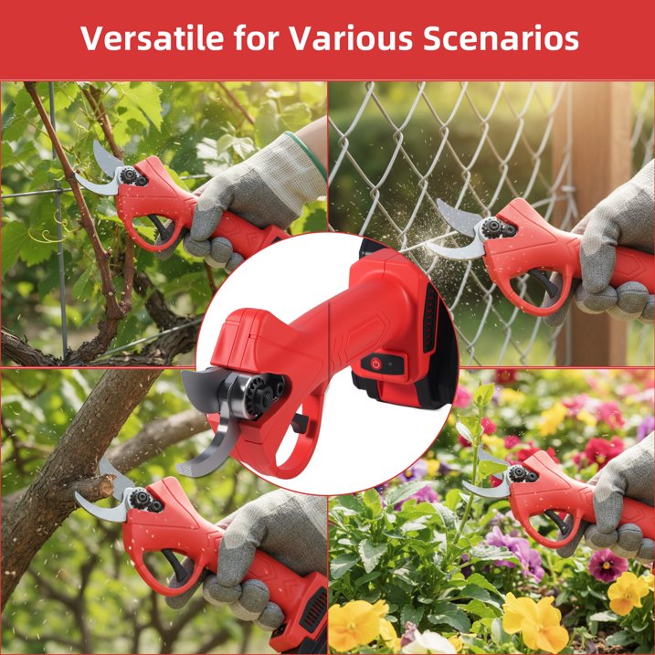 Cordless Electric Pruning Shears – 30mm Max Cut, 21V 2.0Ah Battery, 6000 Cuts per Charge, Lightweight Handheld Branch Cutter for Garden, Orchard, Farm