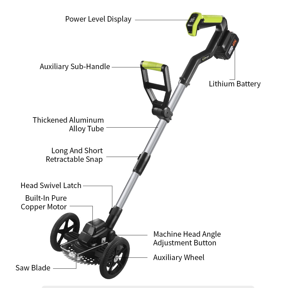 Electric Weed Trimmer, 21V Weed Wacker Cordless Weed Whacker Grass Trimmer with Side Trimming Wheel Handhold Lawn Mower