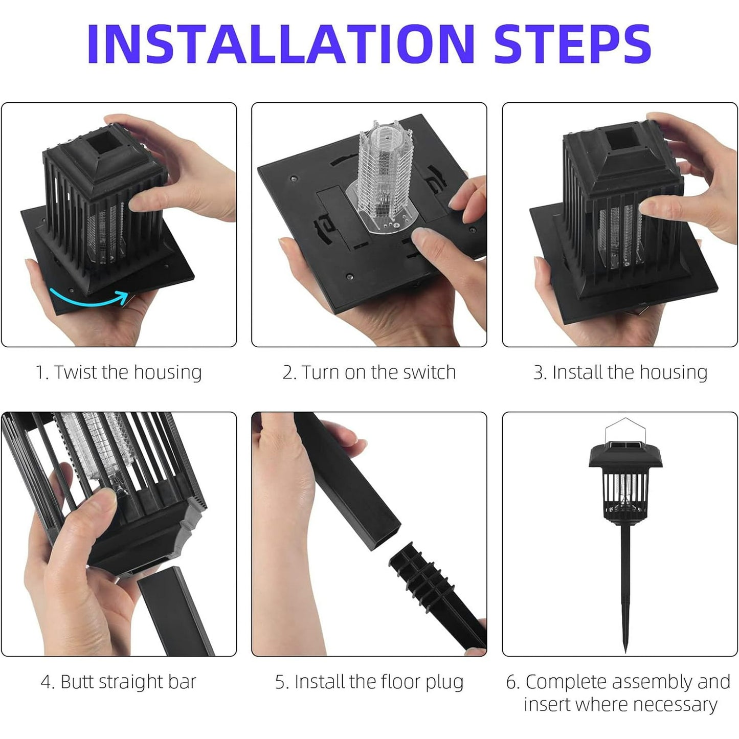 2 Pack Solar Bug Zapper Outdoor Solar Mosquito Zapper LED Mosquito Killer Light Lamp for Indoor and Garden Use