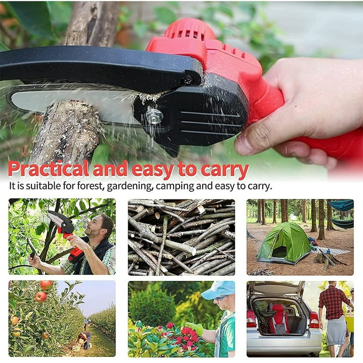 6" Mini Chainsaw Cordless, 24V Handheld Electric Chain Saw with 2 Battery for Tree Trimming