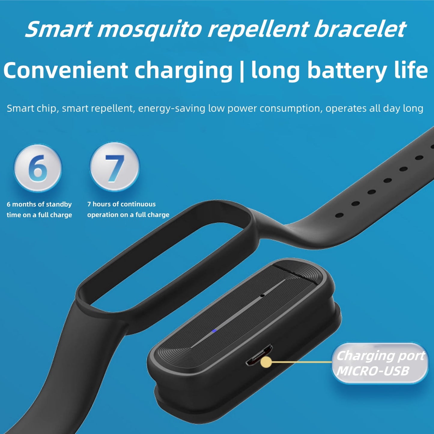 Jinyi Ultrasonic Mosquito Repellent Wristband, Black USB Rechargeable Anti Mosquito Repeller Wristband for Adults and Kids - Mosquito Insect Repellent Band