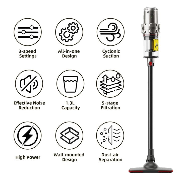 Cordless Vacuum Cleaner, 15KPA 40Mins 22000mAh 10-in-1 Stick Vacuum Cleaners with 3 Suction Speeds, 1.3L Large Dust Bin, Lightweight Vacuum for Pet Hair, Hardwood Floor & Carpet