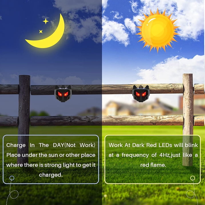 4 Pack Solar Powered Nocturnal Wild Animal Repeller Bionic Eyes Predator Light