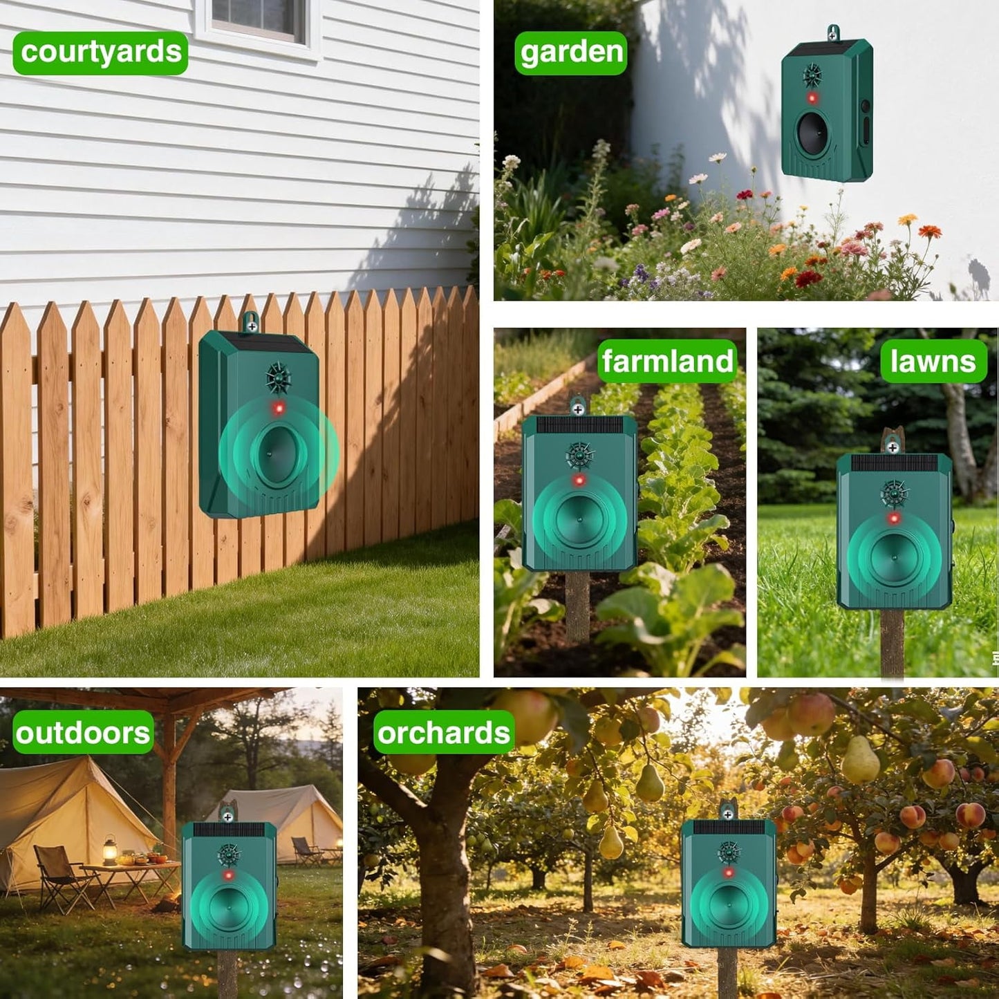 Solar Ultrasonic Bird Repeller, Outdoor Deterrent for Pigeons Woodpeckers Crows, Waterproof Hanging Humane Bird Repellent for Garden