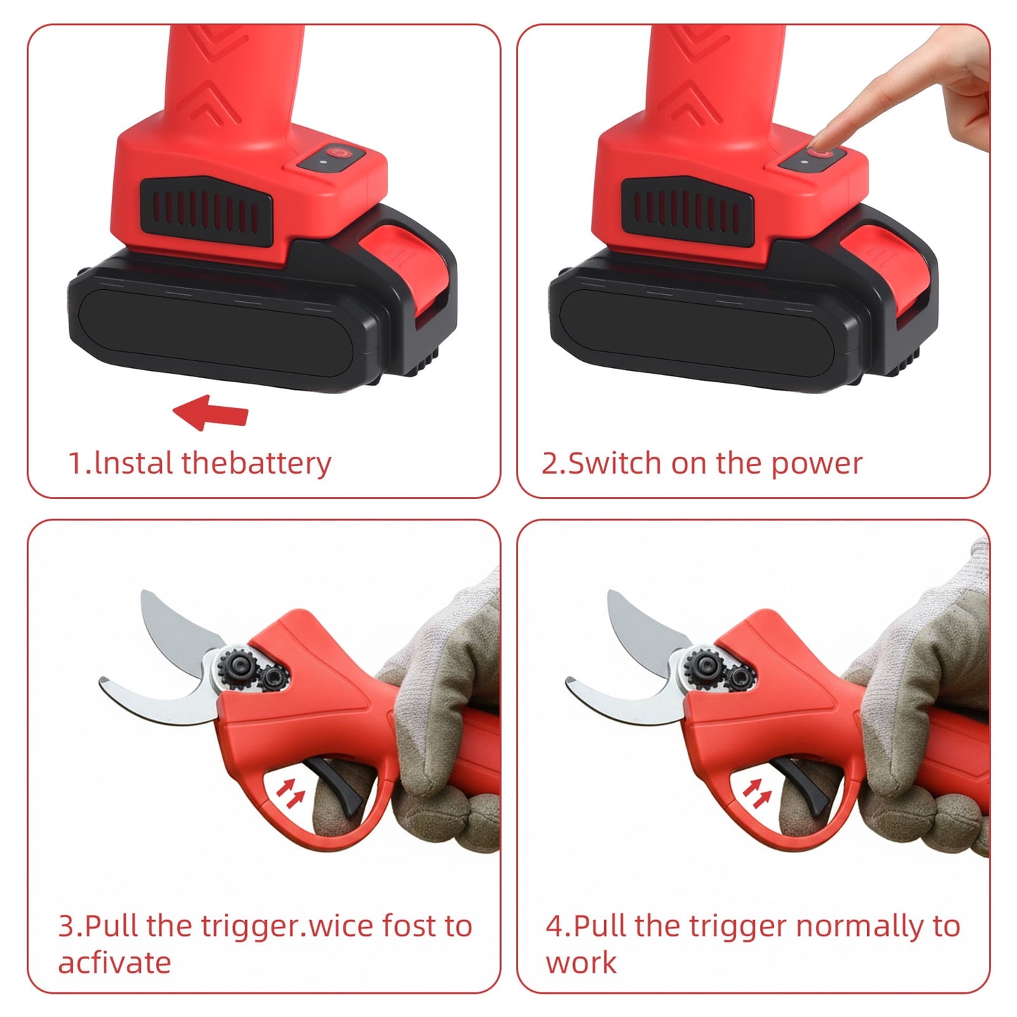 Cordless Electric Pruning Shears – 30mm Max Cut, 21V 2.0Ah Battery, 6000 Cuts per Charge, Lightweight Handheld Branch Cutter for Garden, Orchard, Farm