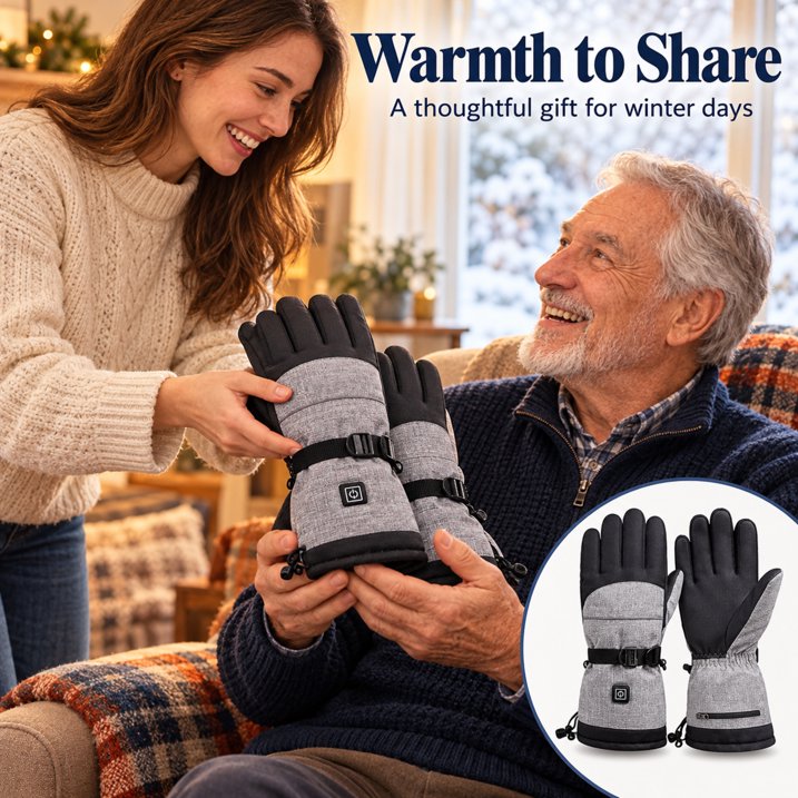 Heated Gloves for Men Women - Rechargeable Electric Hand Warmers with 5000mAh Battery & 3 Heating Levels