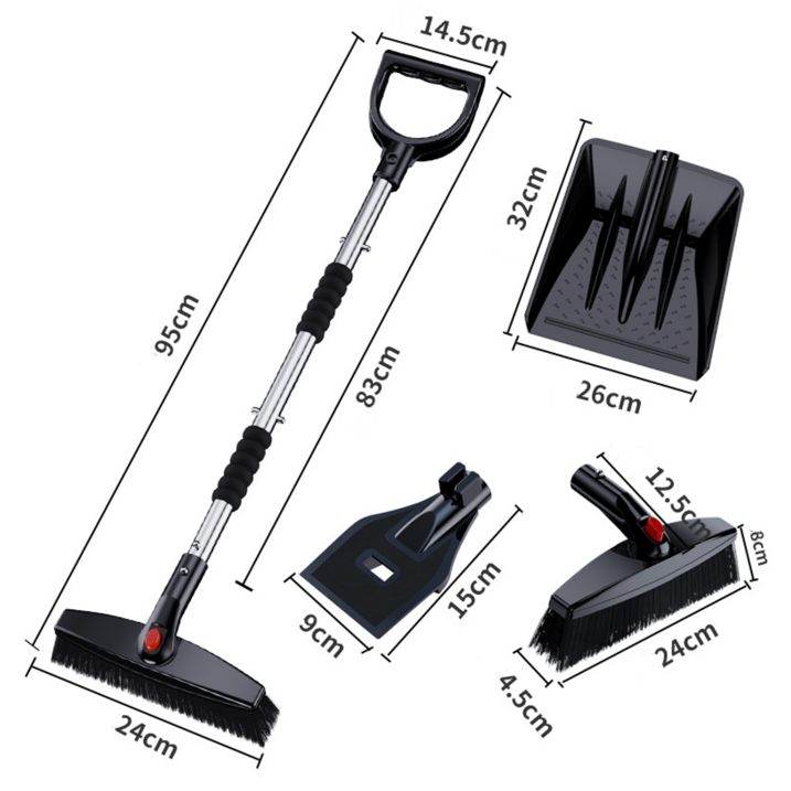 37" Detachable Car Snow Shovel & Ice Scraper Combo, 360° Rotating Snow Broom with Scratch-Free Nylon Bristles & Warm Foam Grip for Car Truck SUV