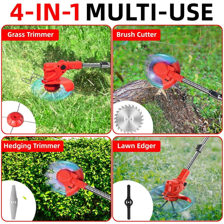 Electric Cordless Grass String Trimmer Lawn Edger Weed Wacker Cutter with 2Battery