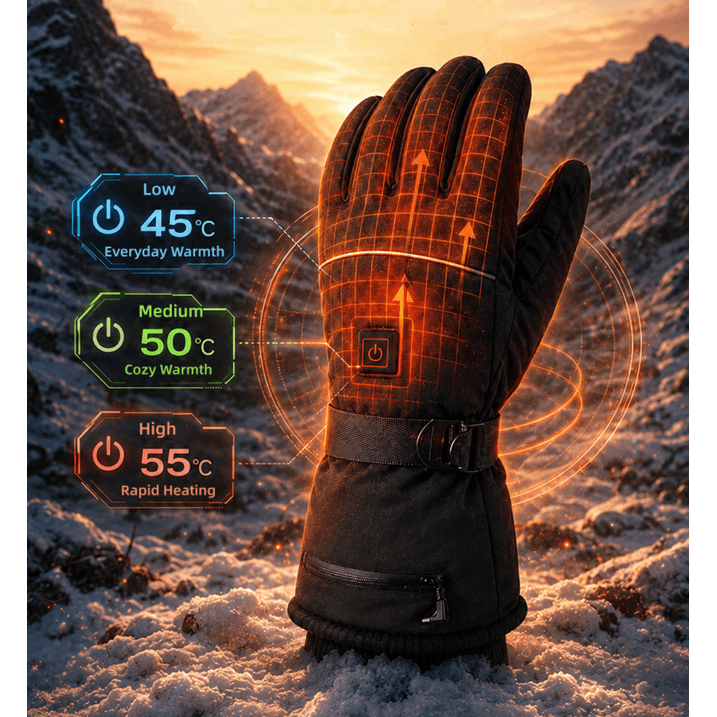 Heated Gloves for Men Women, 3 Heat Levels Battery Powered Warm Gloves Touchscreen Water Resistant Electric Heating Gloves