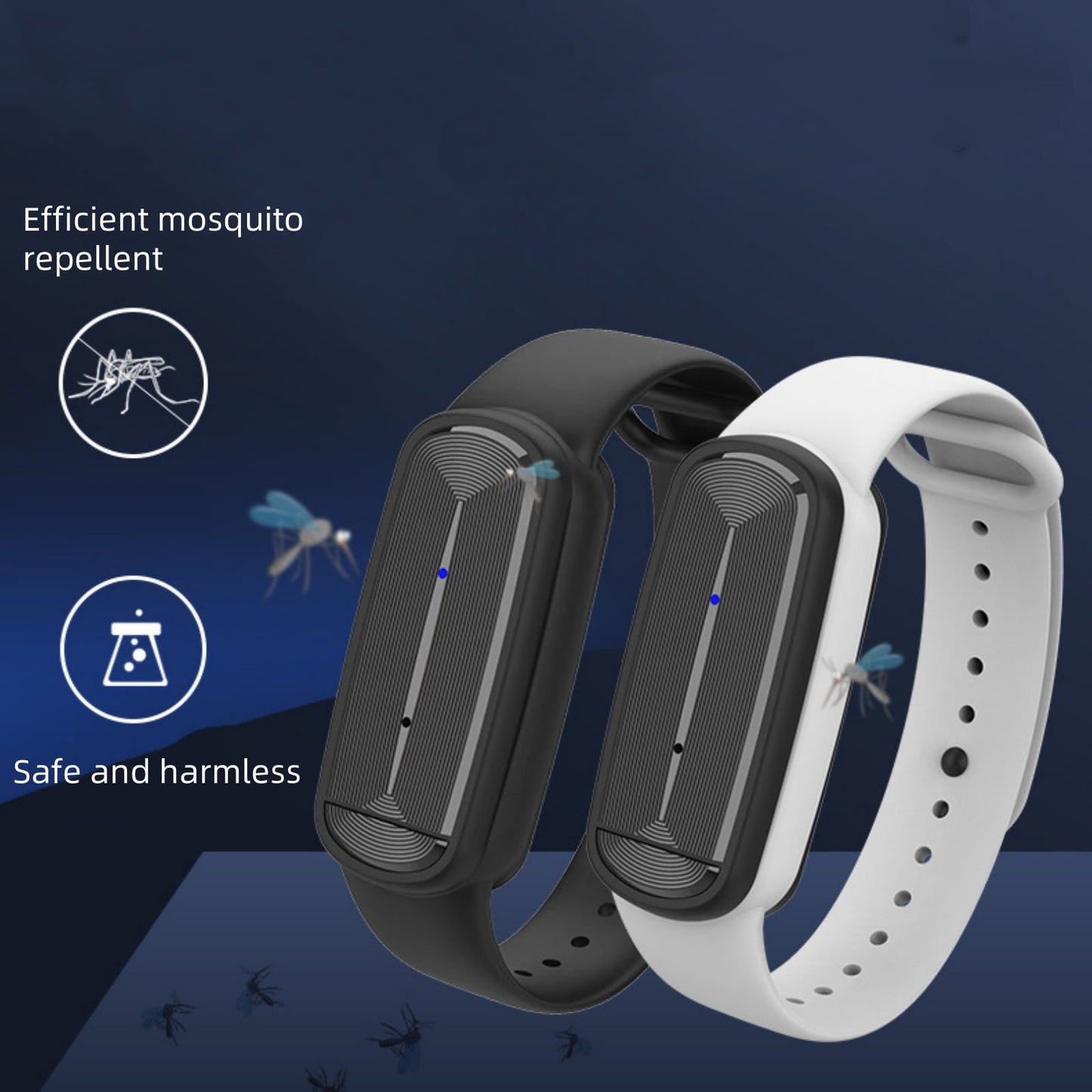 Jinyi Ultrasonic Mosquito Repellent Wristband, Black USB Rechargeable Anti Mosquito Repeller Wristband for Adults and Kids - Mosquito Insect Repellent Band