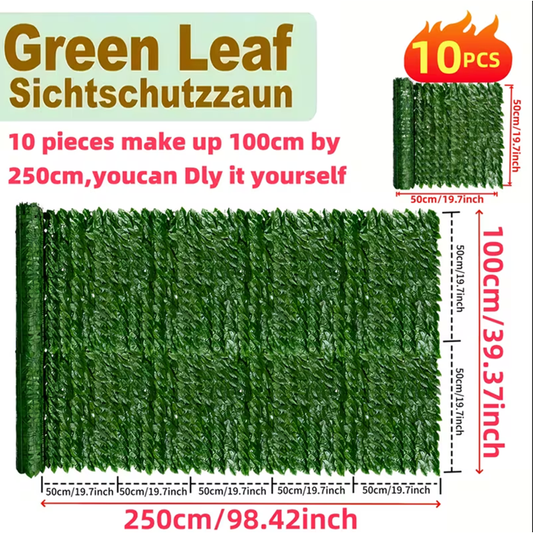 Artificial Ivy Privacy Fence Screen, 10pcs 20"x20" Faux Pothos Leaf Wall Panels, 27 Sq.Ft Coverage Greenery Backdrop for Outdoor Patio Balcony Decor