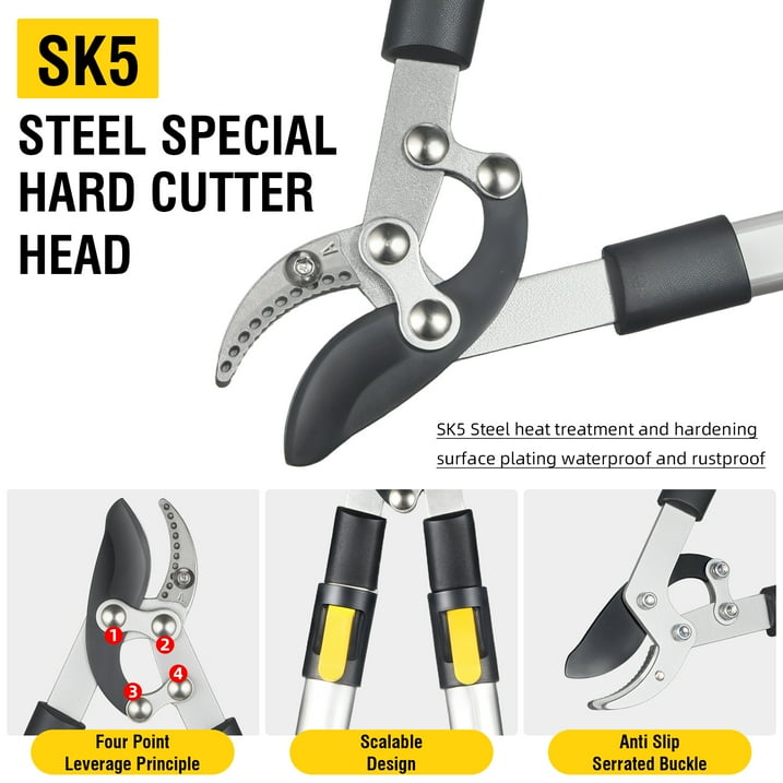 Paddsun Pruning Shears, 28 inch Extendable Branch Cutter Tree Pruner Thick Branches Cutting Garden Loppers for Gardening