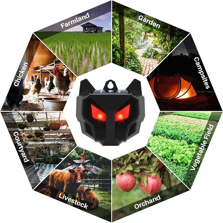 4 Pack Solar Powered Nocturnal Wild Animal Repeller Bionic Eyes Predator Light