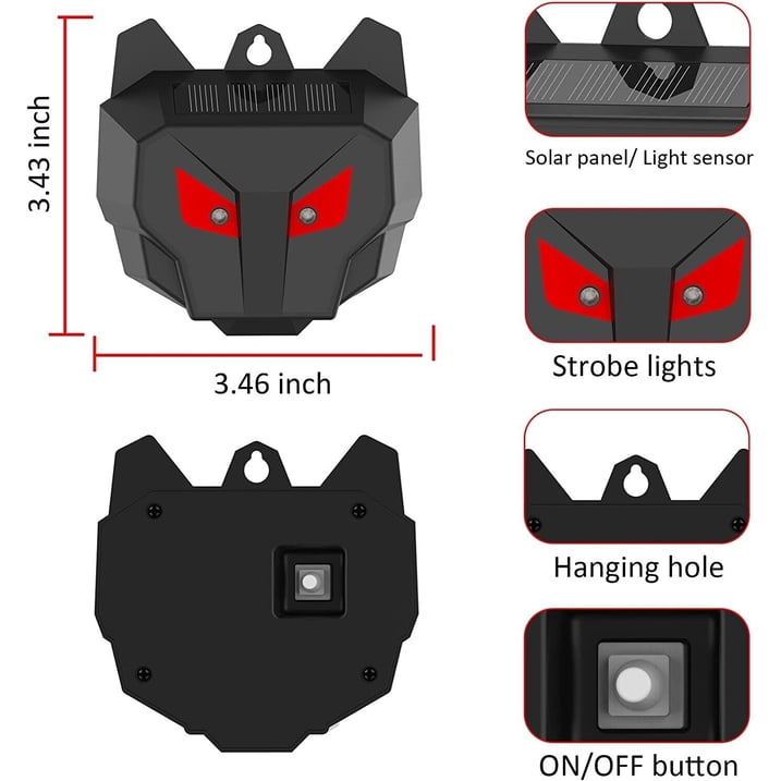 4 Pack Solar Powered Nocturnal Wild Animal Repeller Bionic Eyes Predator Light