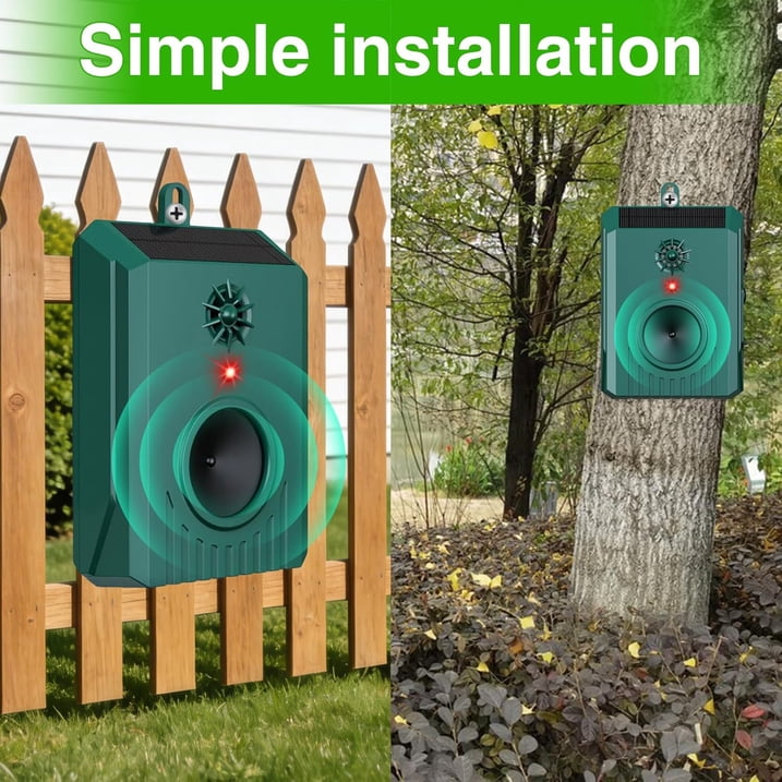 Solar Ultrasonic Bird Repeller, Outdoor Deterrent for Pigeons Woodpeckers Crows, Waterproof Hanging Humane Bird Repellent for Garden