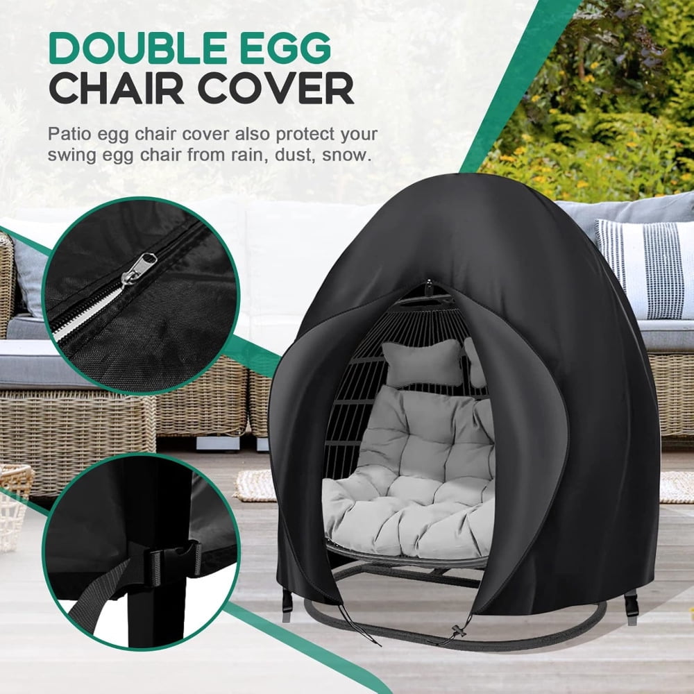 Outdoor Egg Shaped Chair Cover, Oversized Double Egg Shaped Chair Cover for Outdoor Furniture, Heavy Duty Swing Hanging Egg Shaped Chair Cover