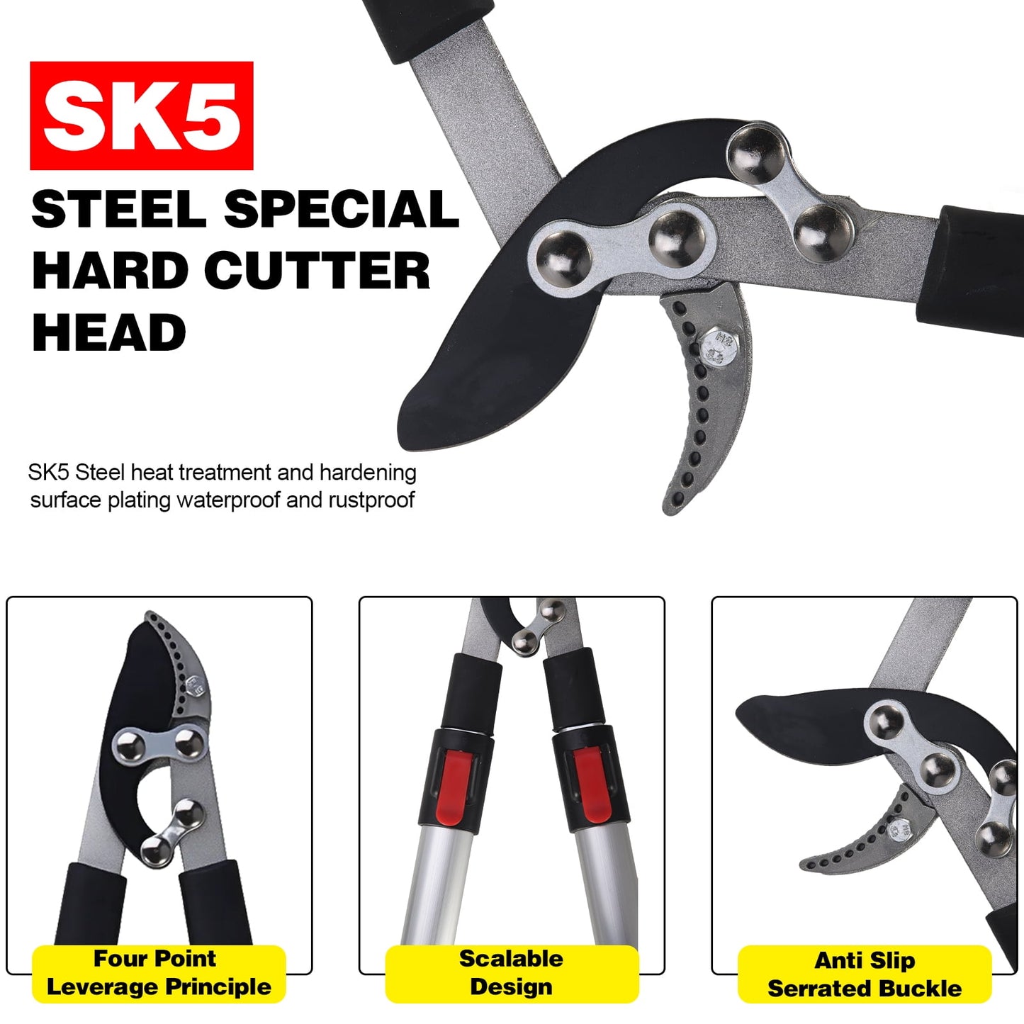 Lopper, Hedge Shear & Pruner Combo Set, 3-Piece Retractable Pruning Shears Heavy Duty Tree Shrub & Bush Care Kit for Lawn Garden & Yard